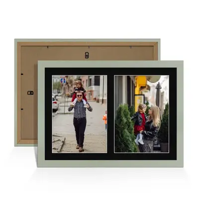 Green Colour Multi Aperture Photo Frame A4 (x2) Pictures – Collage Wall Frame For Loved Ones Photos – 20x14 Frame Size