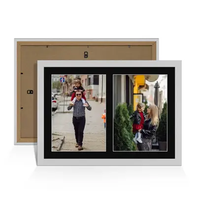Light Grey Colour Multi Aperture Photo Frame A4 (x2) Pictures – Collage Wall Frame for Family Photos – 20x14 Picture Frame Size