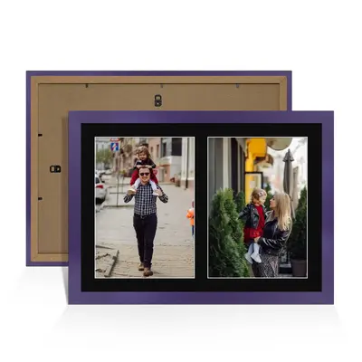 Purple Colour Multi Aperture Photo Frame A4 (x2) Pictures – Collage Wall Frame for Family Photos – 20x14 Picture Frame Size
