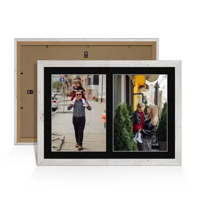 White Rustic Colour Multi Aperture Photo Frame A4 (x2) Pictures – Collage Wall Frame For Loved Ones Photos – 20x14 Frame Size