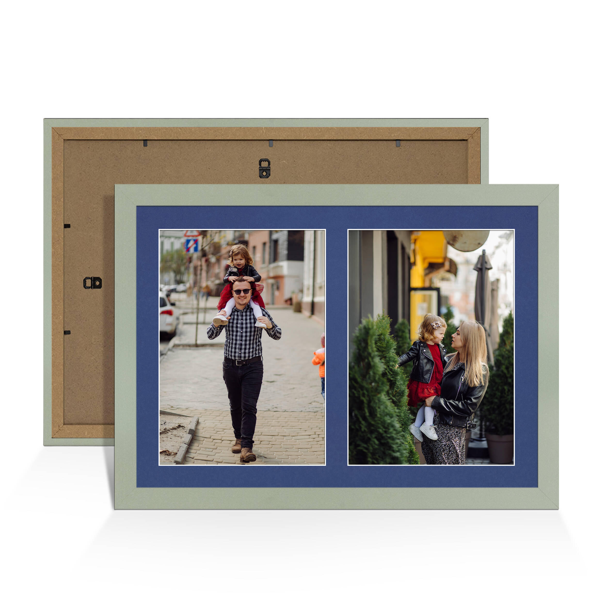 Green Colour Multi Aperture Photo Frame A4 (x2) Pictures – Collage Wall Frame For Family Photos – 20x14 Picture Frame Size