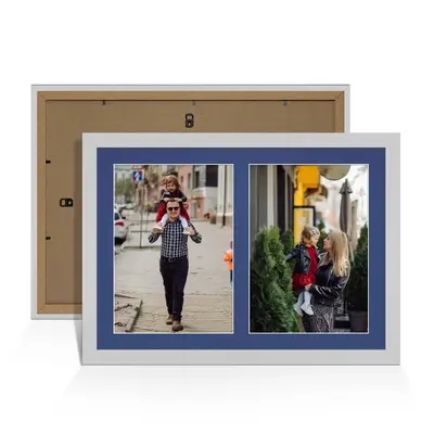 Light Grey Colour Multi Aperture Photo Frame A4 (x2) Pictures – Collage Wall Frame For Loved Ones Photos – 20x14 Frame Size