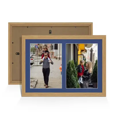 Light Oak Colour Multi Aperture Photo Frame A4 (x2) Pictures – Collage Wall Frame For Loved Ones Photos – 20x14 Frame Size