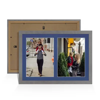 Grey Marble Colour Multi Aperture Photo Frame A4 (x2) Pictures – Collage Wall Frame For Loved Ones Photos – 20x14 Frame Size