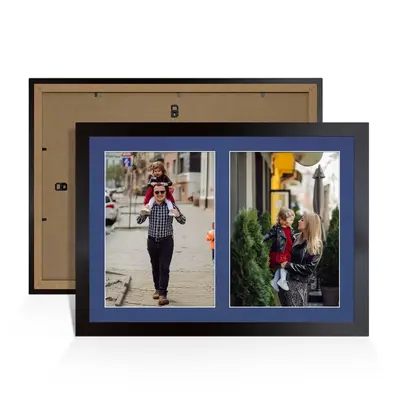 Mat Black Colour Multi Aperture Photo Frame A4 (x2) Pictures – Collage Wall Frame for Family Photos – 20x14 Picture Frame Size