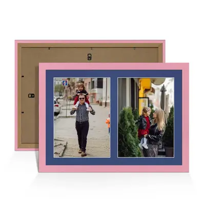 Pastel Pink Colour Multi Aperture Photo Frame A4 (x2) Pictures – Collage Wall Frame For Family Photos – 20x14 Picture Frame Size