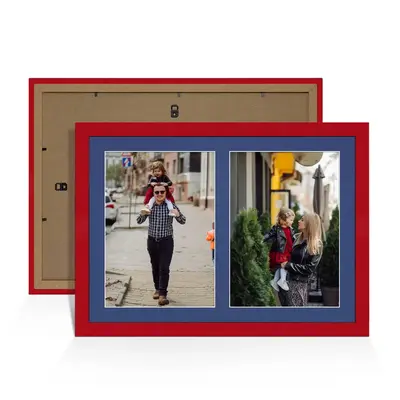Red Colour Multi Aperture Photo Frame A4 (x2) Pictures – Collage Wall Frame For Loved Ones Photos – 20x14 Frame Size