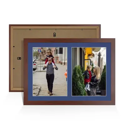 Rose Wood Colour Multi Aperture Photo Frame A4 (x2) Pictures – Collage Wall Frame For Loved Ones Photos – 20x14 Frame Size