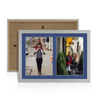 Silver Colour Multi Aperture Photo Frame A4 (x2) Pictures – Collage Wall Frame For Loved Ones Photos – 20x14 Frame Size