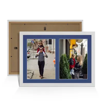 White Ash Colour Multi Aperture Photo Frame A4 (x2) Pictures – Collage Wall Frame For Loved Ones Photos – 20x14 Frame Size