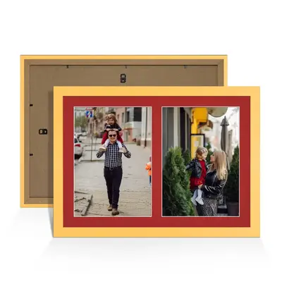 Mustard Yellow Colour Multi Aperture Photo Frame A4 (x2) Pictures – Collage Wall Frame For Family Photos – 20x14 Picture Frame Size