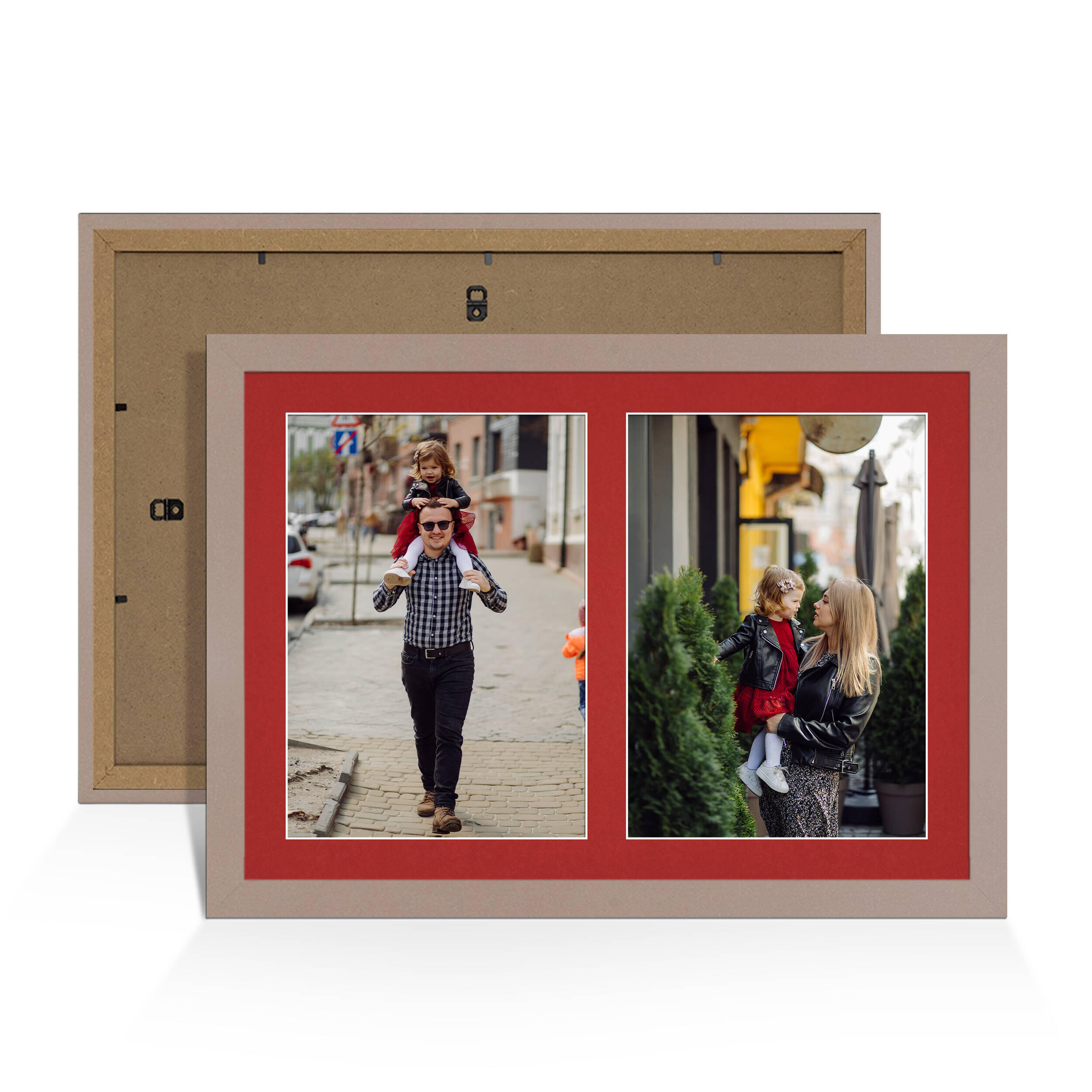 Rose Gold Colour Multi Aperture Photo Frame A4 (x2) Pictures – Collage Wall Frame for Family Photos – 20x14 Picture Frame Size