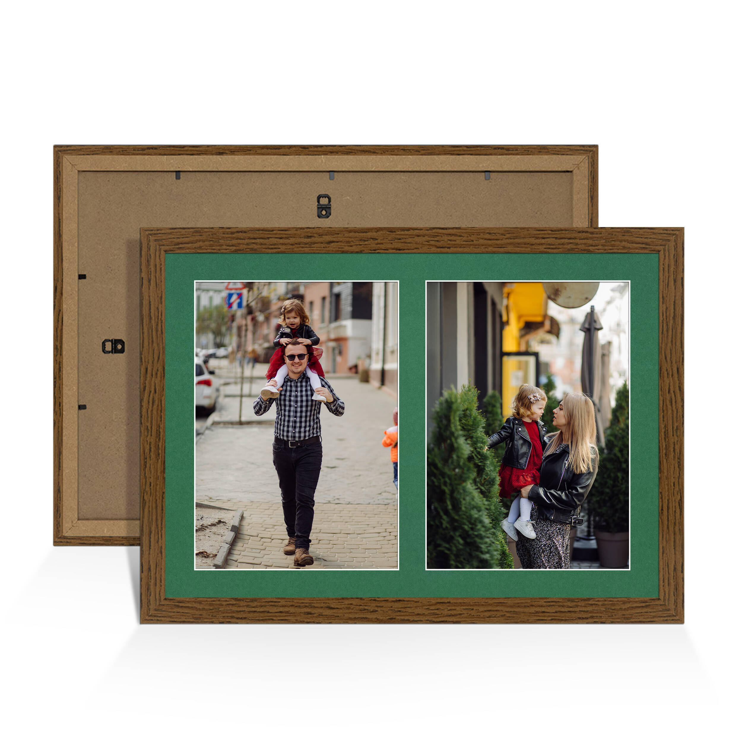 Dark Oak Colour Multi Aperture Photo Frame A4 (x2) Pictures – Collage Wall Frame For Family Photos – 20x14 Picture Frame Size