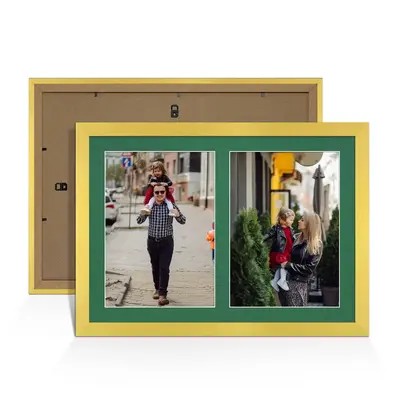 Gold Colour Multi Aperture Photo Frame A4 (x2) Pictures – Collage Wall Frame For Family Photos – 20x14 Picture Frame Size