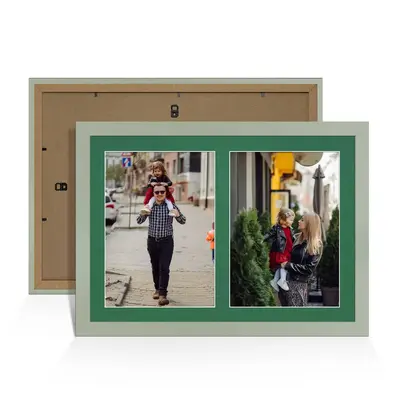 Green Colour Multi Aperture Photo Frame A4 (x2) Pictures – Collage Wall Frame For Family Photos – 20x14 Picture Frame Size