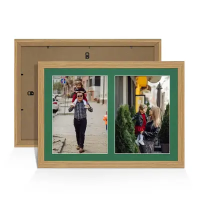 Light Oak Colour Multi Aperture Photo Frame A4 (x2) Pictures – Collage Wall Frame for Family Photos – 20x14 Picture Frame Size
