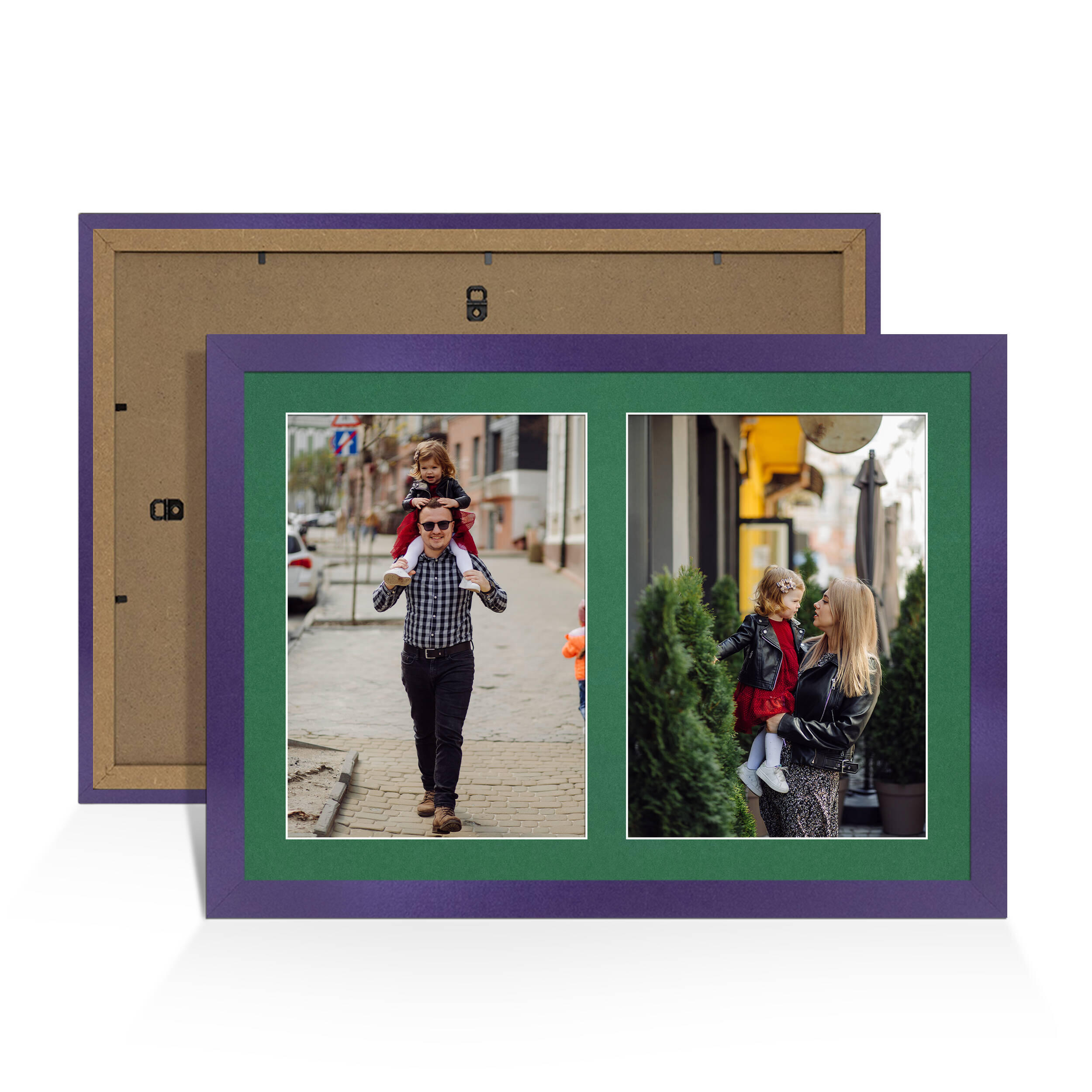 Purple Colour Multi Aperture Photo Frame A4 (x2) Pictures – Collage Wall Frame For Family Photos – 20x14 Picture Frame Size