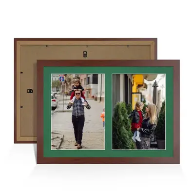 Rose Wood Colour Multi Aperture Photo Frame A4 (x2) Pictures – Collage Wall Frame For Family Photos – 20x14 Picture Frame Size