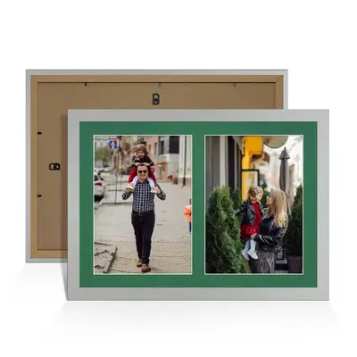 Silver Colour Multi Aperture Photo Frame A4 (x2) Pictures – Collage Wall Frame for Family Photos – 20x14 Picture Frame Size