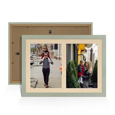 Green Colour Multi Aperture Photo Frame A4 (x2) Pictures – Collage Wall Frame For Loved Ones Photos – 20x14 Frame Size
