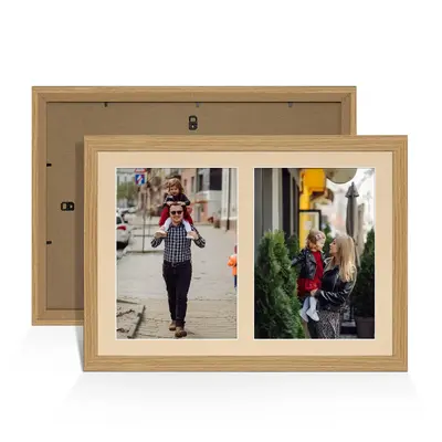 Light Oak Colour Multi Aperture Photo Frame A4 (x2) Pictures – Collage Wall Frame For Loved Ones Photos – 20x14 Frame Size