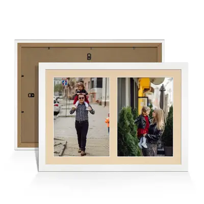White Colour Multi Aperture Photo Frame A4 (x2) Pictures – Collage Wall Frame for Family Photos – 20x14 Picture Frame Size