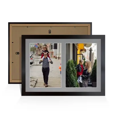 Mat Black Colour Multi Aperture Photo Frame A4 (x2) Pictures – Collage Wall Frame For Loved Ones Photos – 20x14 Frame Size