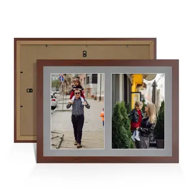 Rose Wood Colour Multi Aperture Photo Frame A4 (x2) Pictures – Collage Wall Frame for Family Photos – 20x14 Picture Frame Size