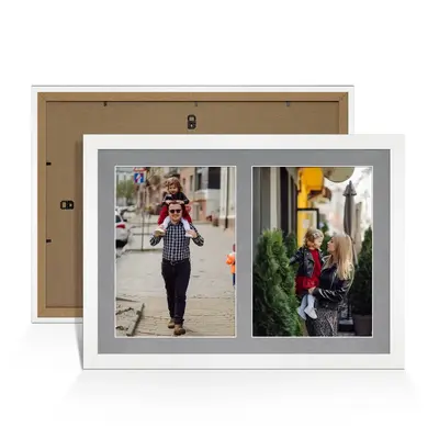 White Colour Multi Aperture Photo Frame A4 (x2) Pictures – Collage Wall Frame For Family Photos – 20x14 Picture Frame Size