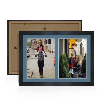 Black Colour Multi Aperture Photo Frame A4 (x2) Pictures – Collage Wall Frame For Family Photos – 20x14 Picture Frame Size
