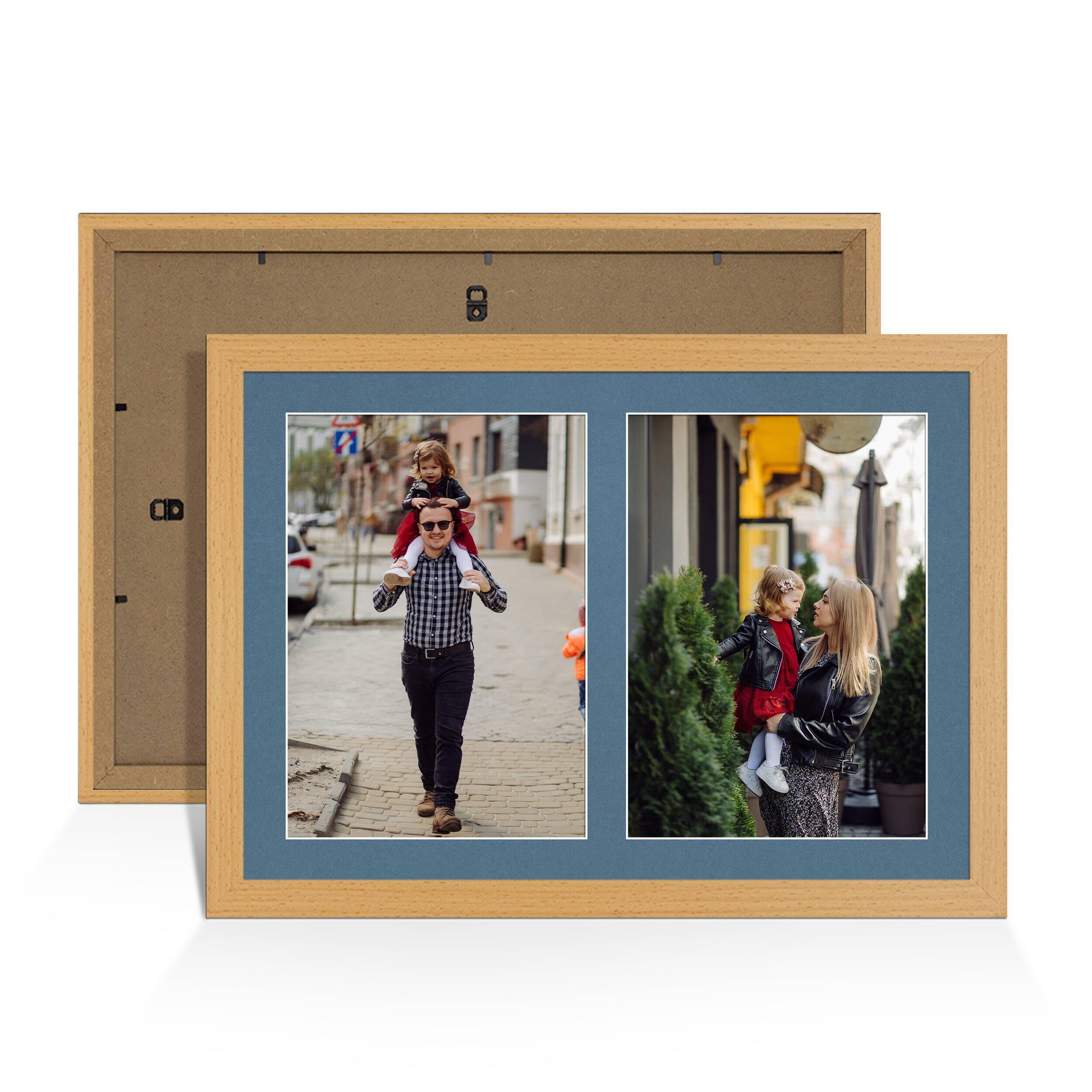 Country Pine Colour Multi Aperture Photo Frame A4 (x2) Pictures – Collage Wall Frame For Loved Ones Photos – 20x14 Frame Size