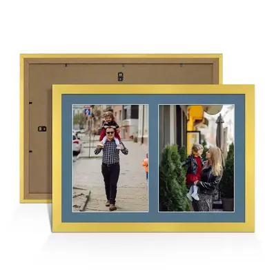 Gold Colour Multi Aperture Photo Frame A4 (x2) Pictures – Collage Wall Frame For Loved Ones Photos – 20x14 Frame Size