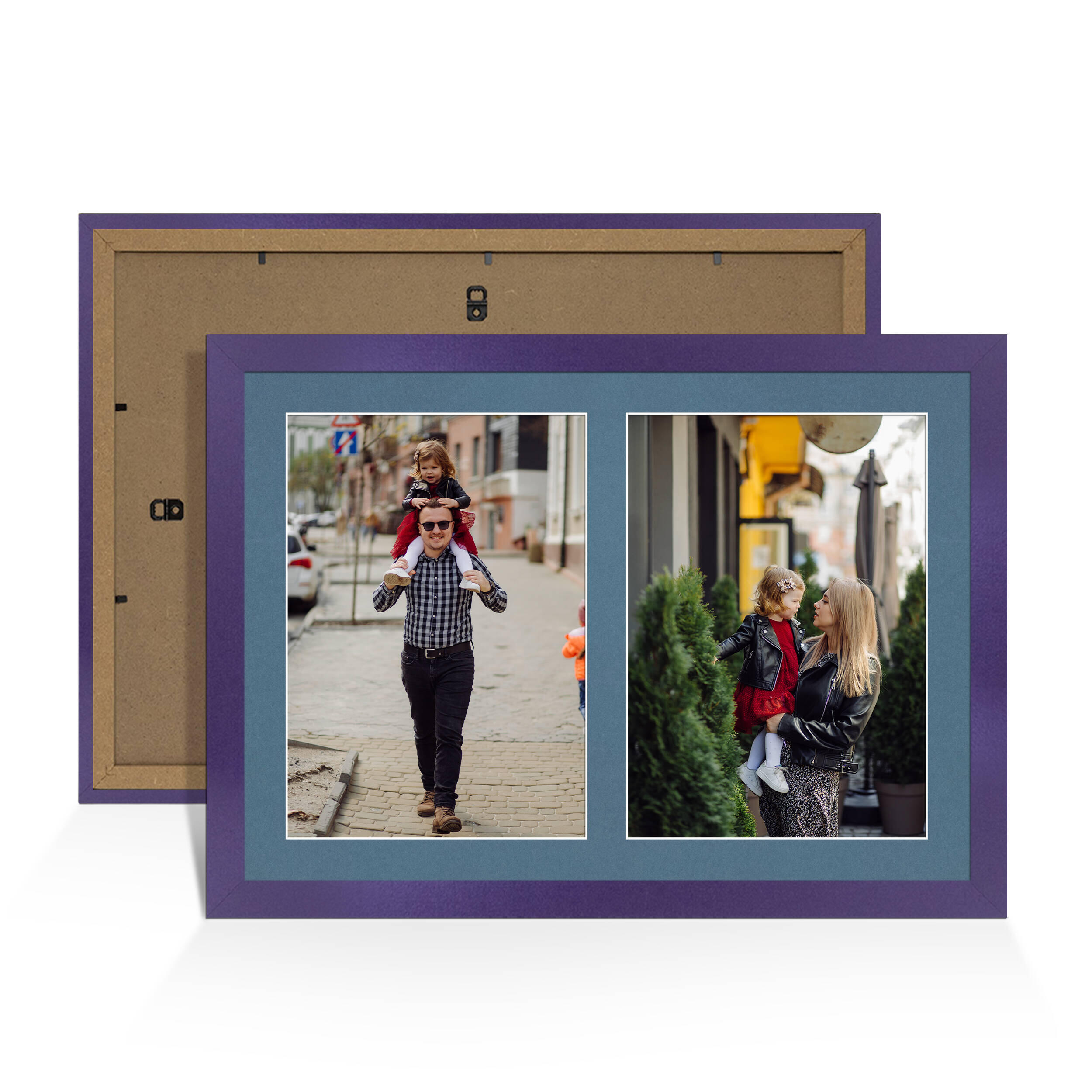Purple Colour Multi Aperture Photo Frame A4 (x2) Pictures – Collage Wall Frame For Family Photos – 20x14 Picture Frame Size