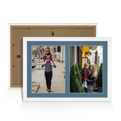 White Colour Multi Aperture Photo Frame A4 (x2) Pictures – Collage Wall Frame For Family Photos – 20x14 Picture Frame Size
