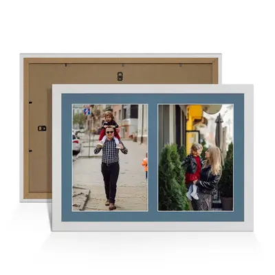 White Ash Colour Multi Aperture Photo Frame A4 (x2) Pictures – Collage Wall Frame For Family Photos – 20x14 Picture Frame Size