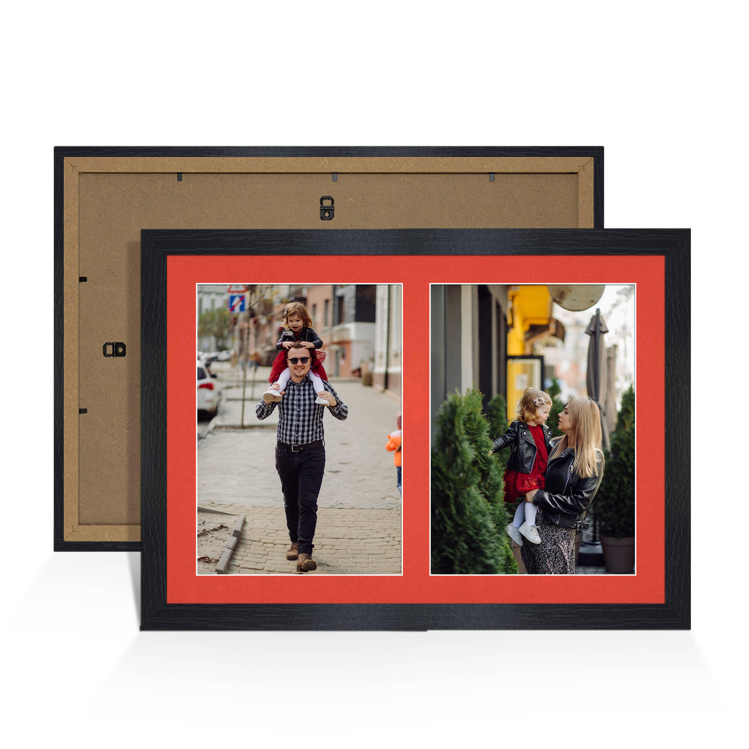 Black Colour Multi Aperture Photo Frame A4 (x2) Pictures – Collage Wall Frame for Family Photos – 20x14 Picture Frame Size