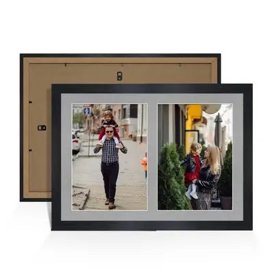 Black Colour Multi Aperture Photo Frame A4 (x2) Pictures – Collage Wall Frame for Family Photos – 20x14 Picture Frame Size