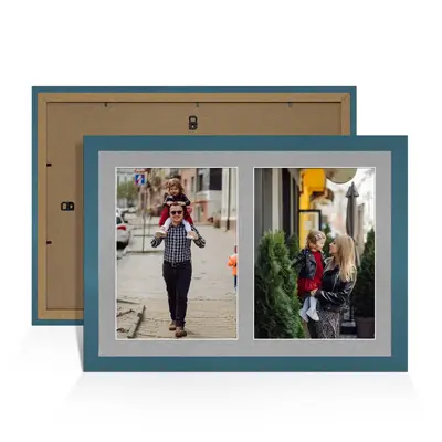 Navy Blue Colour Multi Aperture Photo Frame A4 (x2) Pictures – Collage Wall Frame For Family Photos – 20x14 Picture Frame Size