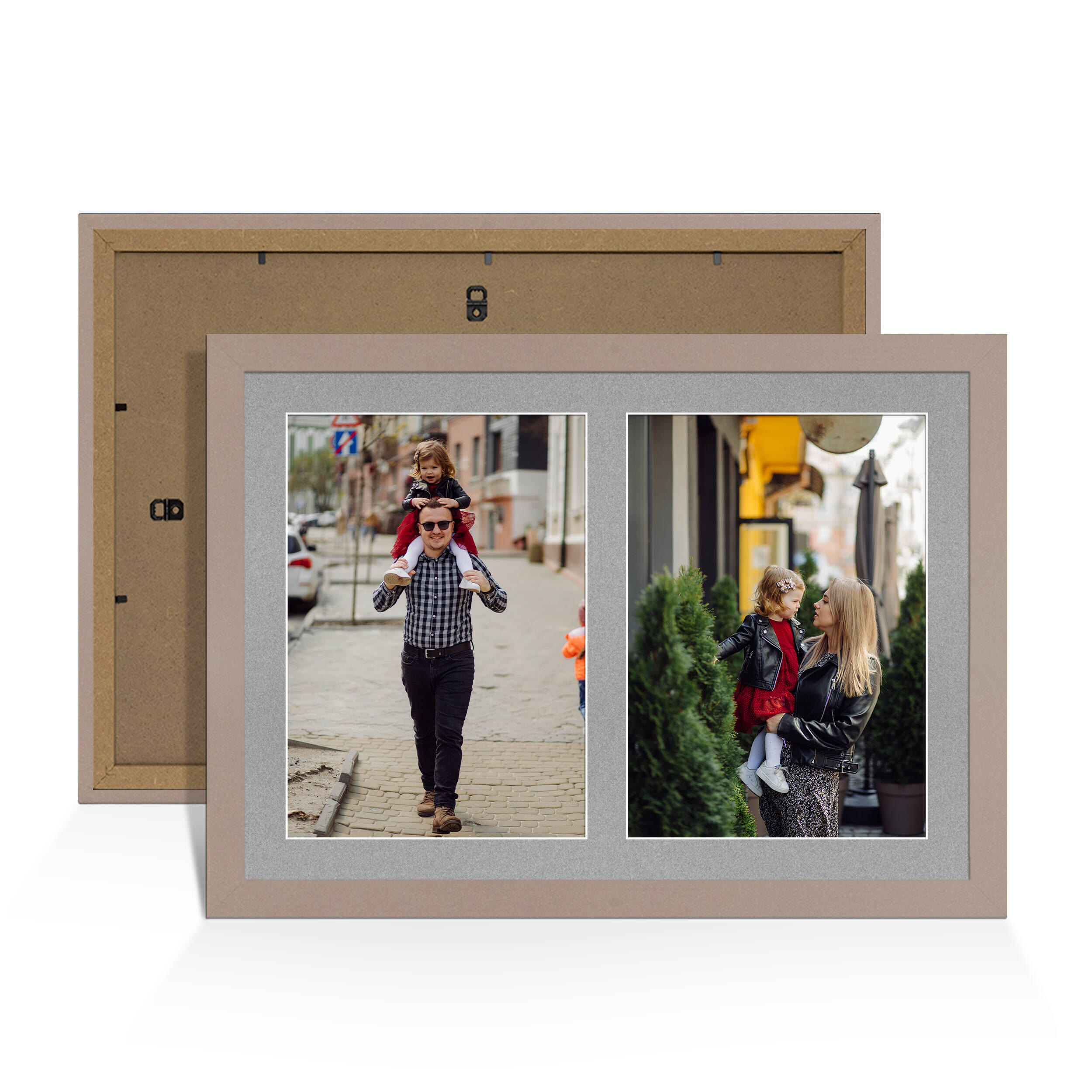 Rose Gold Colour Multi Aperture Photo Frame A4 (x2) Pictures – Collage Wall Frame For Family Photos – 20x14 Picture Frame Size