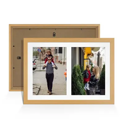 Country Pine Colour Multi Aperture Photo Frame A4 (x2) Pictures – Collage Wall Frame For Loved Ones Photos – 20x14 Frame Size