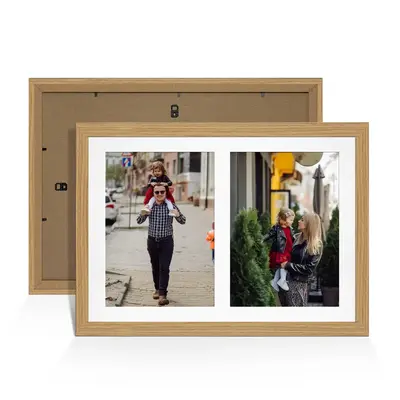 Light Oak Colour Multi Aperture Photo Frame A4 (x2) Pictures – Collage Wall Frame for Family Photos – 20x14 Picture Frame Size