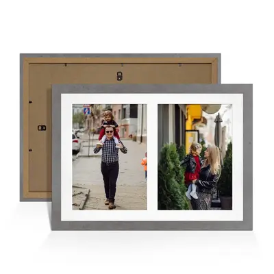 Grey Marble Colour Multi Aperture Photo Frame A4 (x2) Pictures – Collage Wall Frame for Family Photos – 20x14 Picture Frame Size