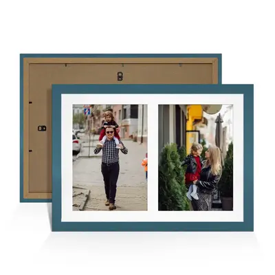 Navy Blue Colour Multi Aperture Photo Frame A4 (x2) Pictures – Collage Wall Frame For Loved Ones Photos – 20x14 Frame Size