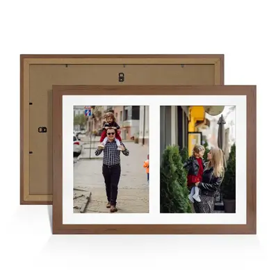 Walnut Colour Multi Aperture Photo Frame A4 (x2) Pictures – Collage Wall Frame For Loved Ones Photos – 20x14 Frame Size