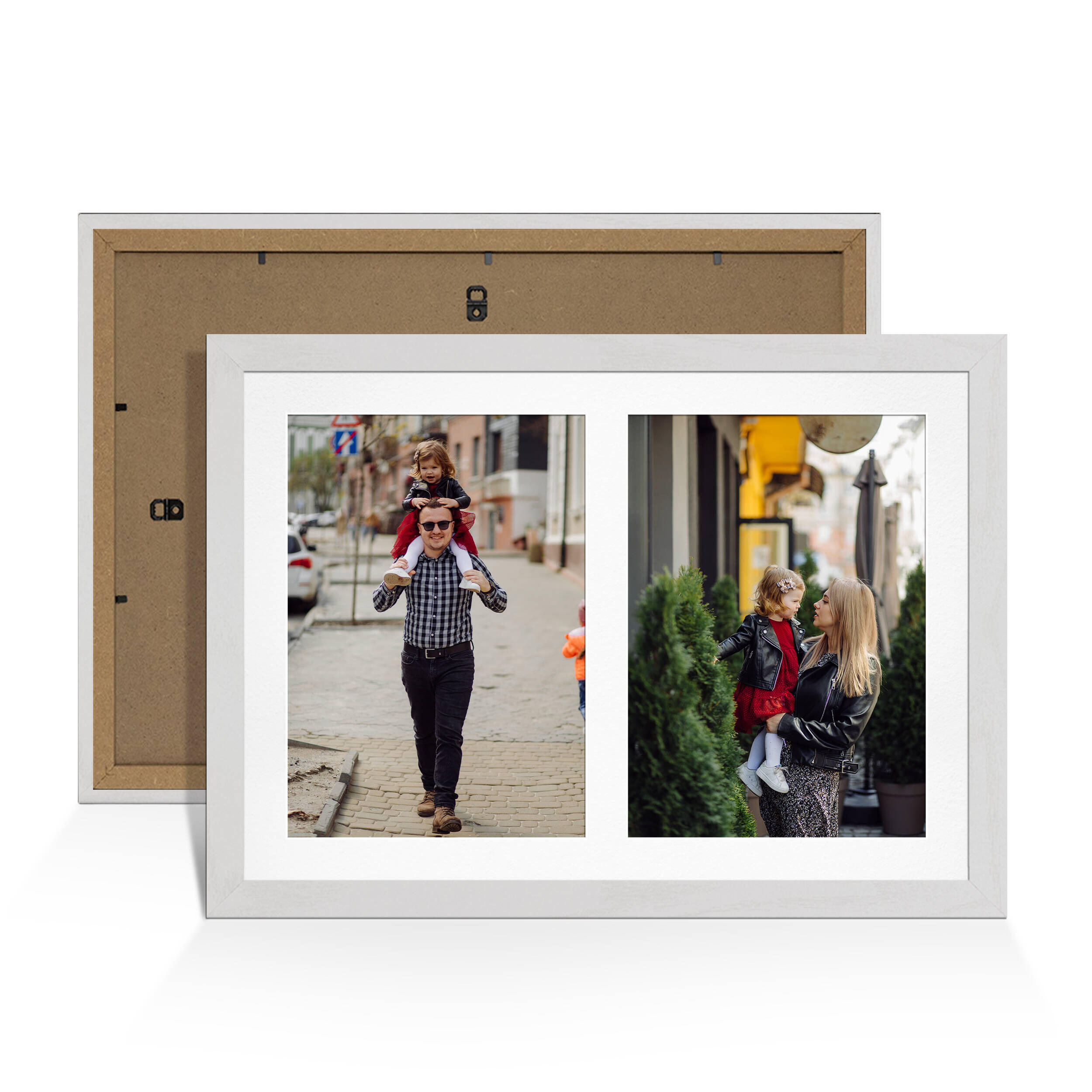 White Ash Colour Multi Aperture Photo Frame A4 (x2) Pictures – Collage Wall Frame For Family Photos – 20x14 Picture Frame Size