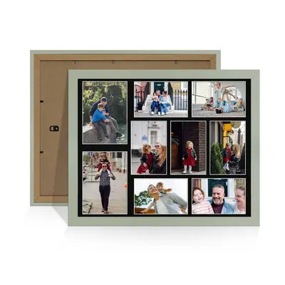 Green Colour Multi Aperture Photo Frame 7X5 (x2) and 6X4 (x7) Pictures – Collage Wall Frame for Family Photos – 20x16 Picture Frame Size