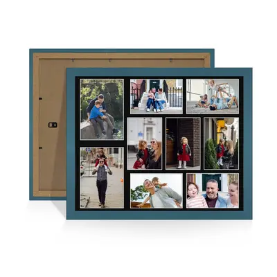 Navy Blue Colour Multi Aperture Photo Frame 7X5 (x2) and 6X4 (x7) Pictures – Collage Wall Frame for Family Photos – 20x16 Picture Frame Size