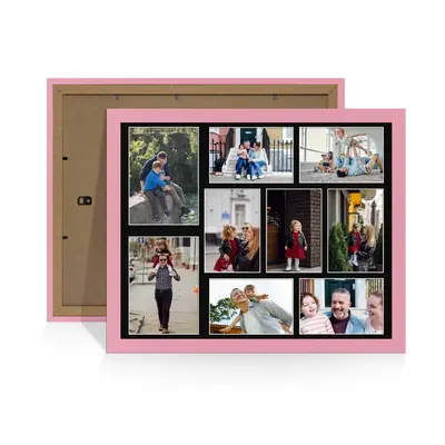 Pastel Pink Colour Multi Aperture Photo Frame 7X5 (x2) and 6X4 (x7) Pictures – Collage Wall Frame For Family Photos – 20x16 Picture Frame Size