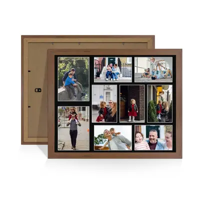 Walnut Colour Multi Aperture Photo Frame 7X5 (x2) and 6X4 (x7) Pictures – Collage Wall Frame For Family Photos – 20x16 Picture Frame Size