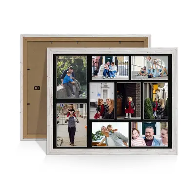 White Rustic Colour Multi Aperture Photo Frame 7X5 (x2) and 6X4 (x7) Pictures – Collage Wall Frame For Family Photos – 20x16 Picture Frame Size